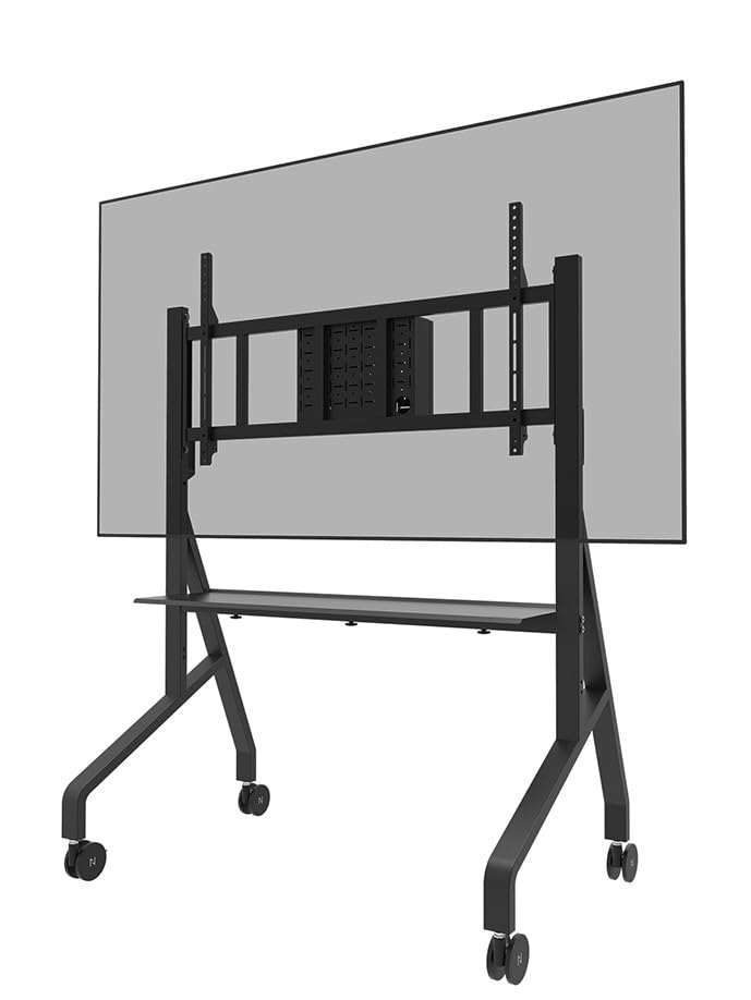 NEOMOUNTS FL50-575BL1 Support au sol mobile pour écran 65-110p - étagère multimédia incluse - installation rapide - TÌV