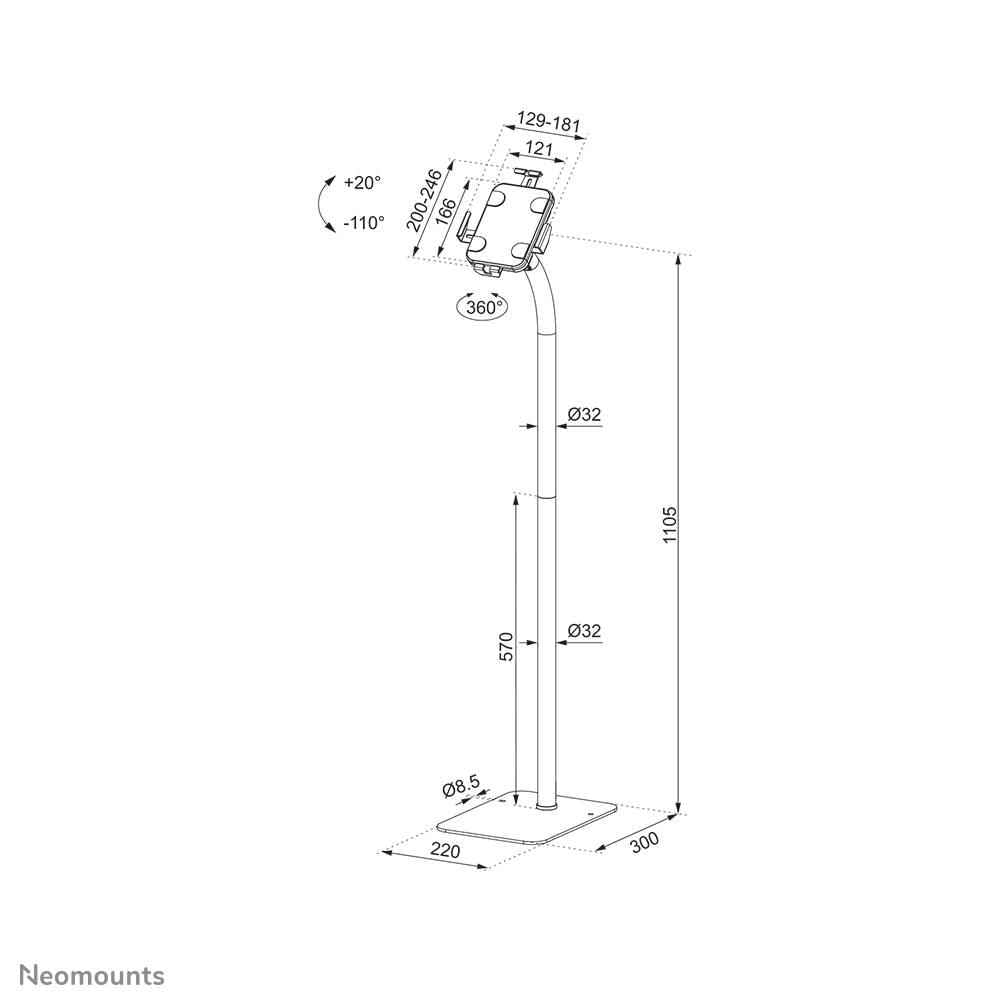 NEOMOUNTS FL15-625BL1 Support tablette au sol 7.9-11p - verrouillable - universel