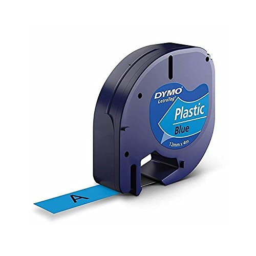 Ruban plastique dymo noir/bleu 12MM pour letratag