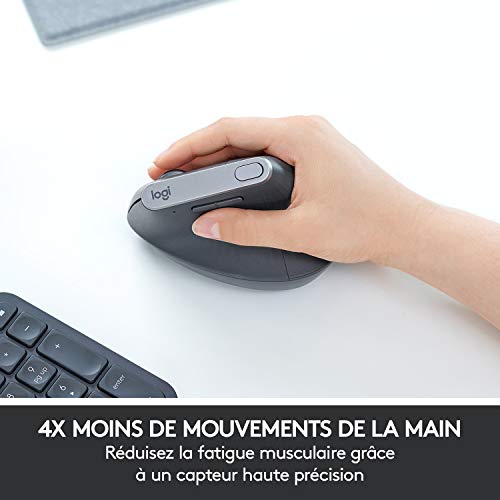 LOGITECH MX Vertical Vertical mouse ergonomic optical 6 buttons wireless wired Bluetooth 2.4 GHz USB wireless receiver graphite