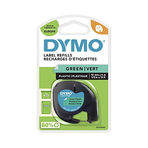 Ruban plastique dymo noir/vert 12MM pour letratag