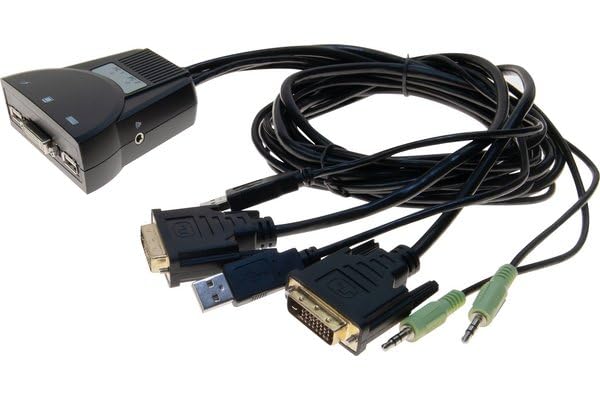 DEXLAN Switch KVM câbles intégrés DVI /USB/Audio 2 ports