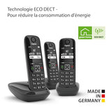 Gigaset AS690 TRIO téléphone DECT noir - base + 3 combinés