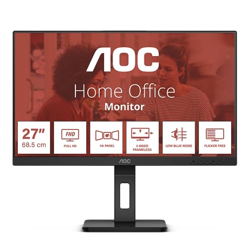 AOC 27E3QAF Écran LED - 27" - 1920 x 1080 Full HD @ 75 Hz - IPS - 1000:1 - 4 ms - HDMI, VG DP - HAS Pivot- Haut parleurs