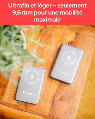 VERBATIM CHARGE N GO MAGNETIC WIRELESS POWER BANK 5000 GREY WCF (P)
