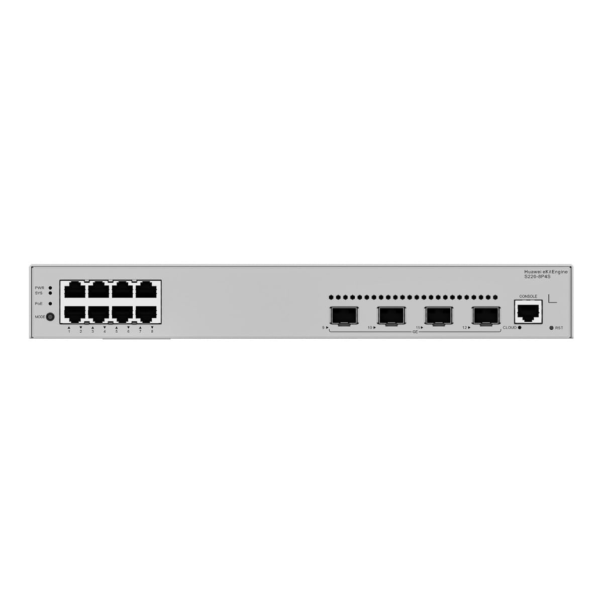 HUAWEI eKit S220 Series S220-8P4S Géré L2 Gigabit Ethernet (10/100/1000) Connexion Ethernet, supportant l'alimentation via ce port (PoE) 1U Gris