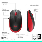 LOGITECH M190 Mouse optical 3 buttons wireless USB wireless receiver red