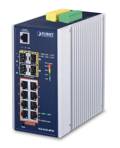 PLANET IGS-5225-8P4S commutateur réseau Géré L2+ Gigabit Ethernet (10/100/1000) Connexion Ethernet, supportant l'alimentation via ce port (PoE) Bleu, Argent