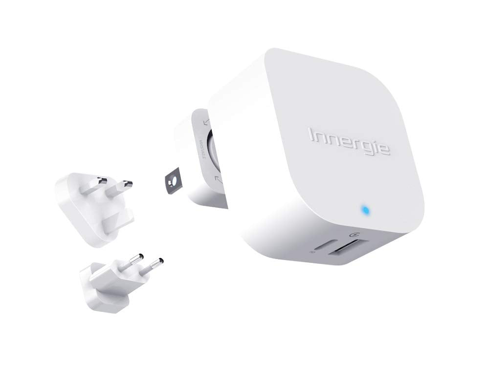 INNERGIE 45H Adaptateur secteur compact 45W - USB-C - 2 Ports Embouts de voyage UE.UK et US inclus
