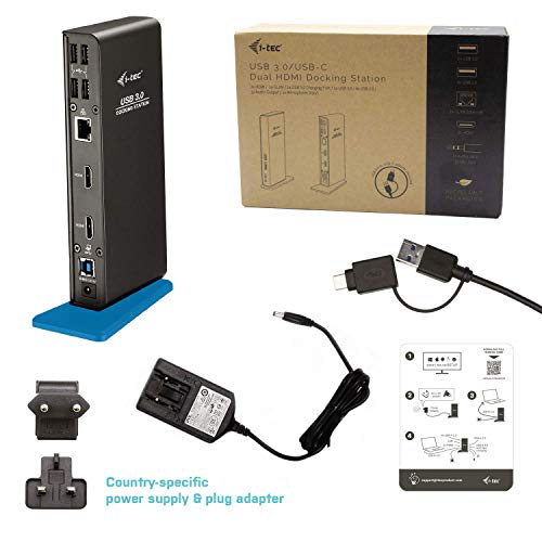 I-TEC USB 3.0/USB-C Dual HDMI Docking Station 2xHDMI 1xGLAN 2xUSB 3.0 4xUSB 2.0 1xAudio 1xMic