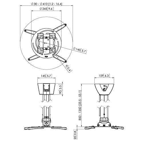 VOGEL S Support vidéoprojecteur PPC 2585 plafond, bras 850-1350 mm argent