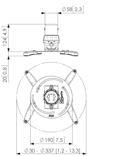PPC 1500W/Projector ceiling mount 124mm
