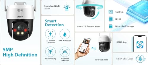 DAHUA- Caméra PTZ Wi-Fi 5 Mps Focale 4mm DH-P5AE-PV