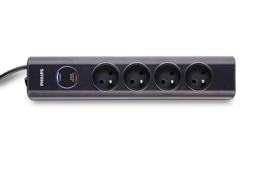 PHILIPS Rallonge multiprise parasurtenseur 4 prises 2m Blanc