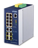 PLANET IP30 Industrial L2+/L4 8-Port Géré L2+ Gigabit Ethernet (10/100/1000) Aluminium, Bleu