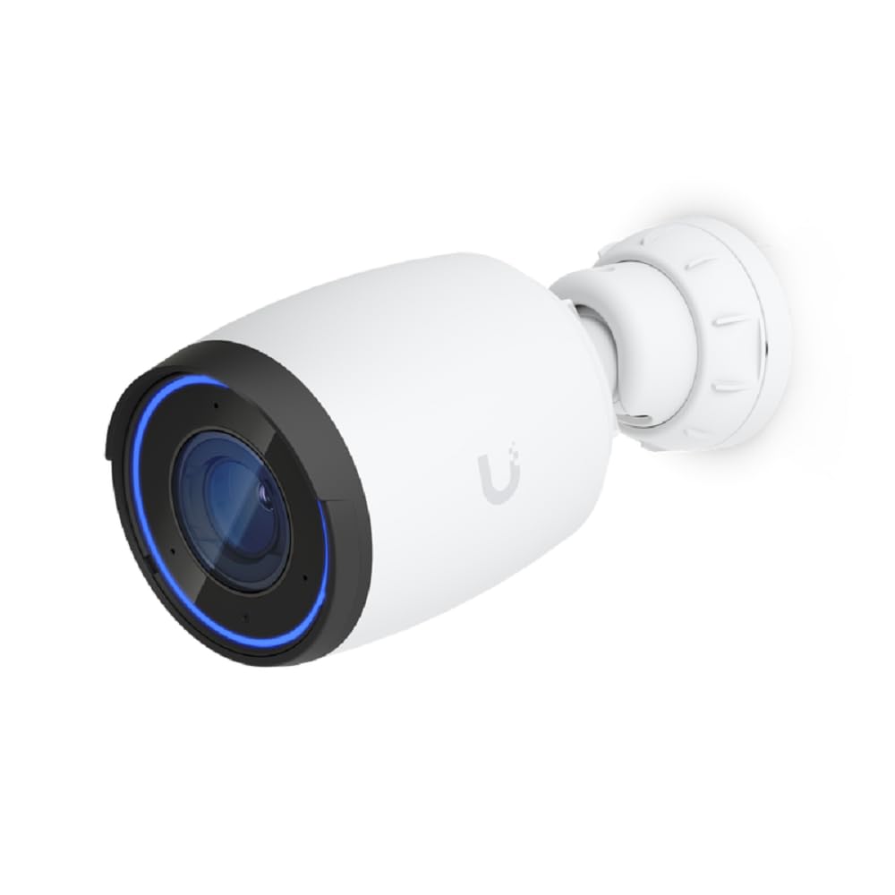 Ubiquiti UVC-AI-Pro-White Camera industrielle 4K avec zoom optique et fonctionnalités d'IA, couleur blanche.