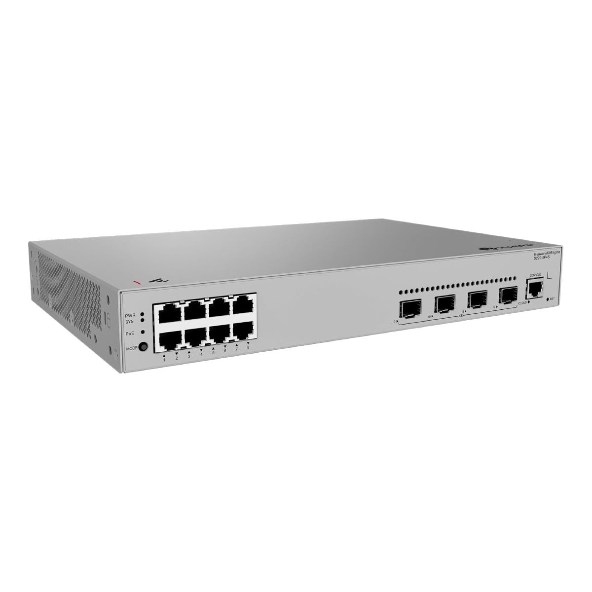 HUAWEI eKit S220 Series S220-8P4S Géré L2 Gigabit Ethernet (10/100/1000) Connexion Ethernet, supportant l'alimentation via ce port (PoE) 1U Gris