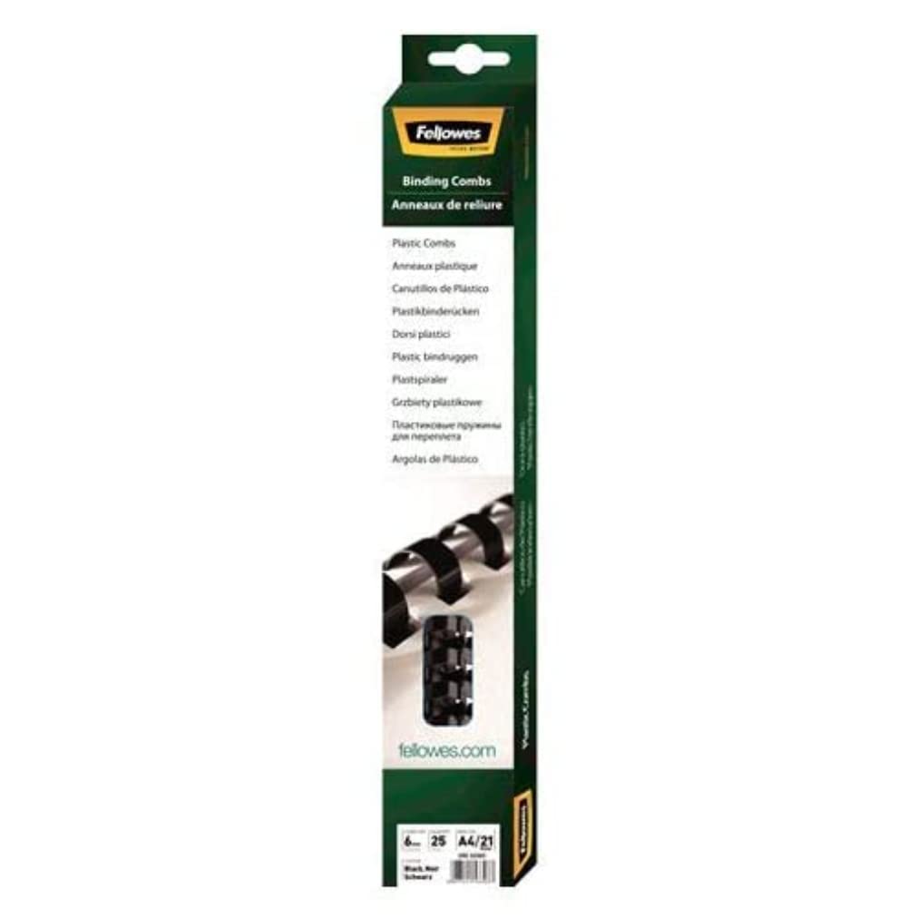 FELLOWES ANNEAUX PLASTIQUES 6 MM NOIR X 25