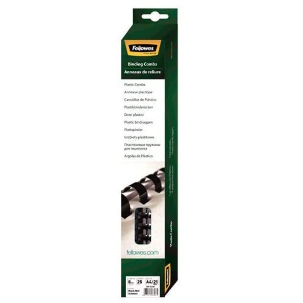 FELLOWES ANNEAUX PLASTIQUES 8 MM NOIR X 25