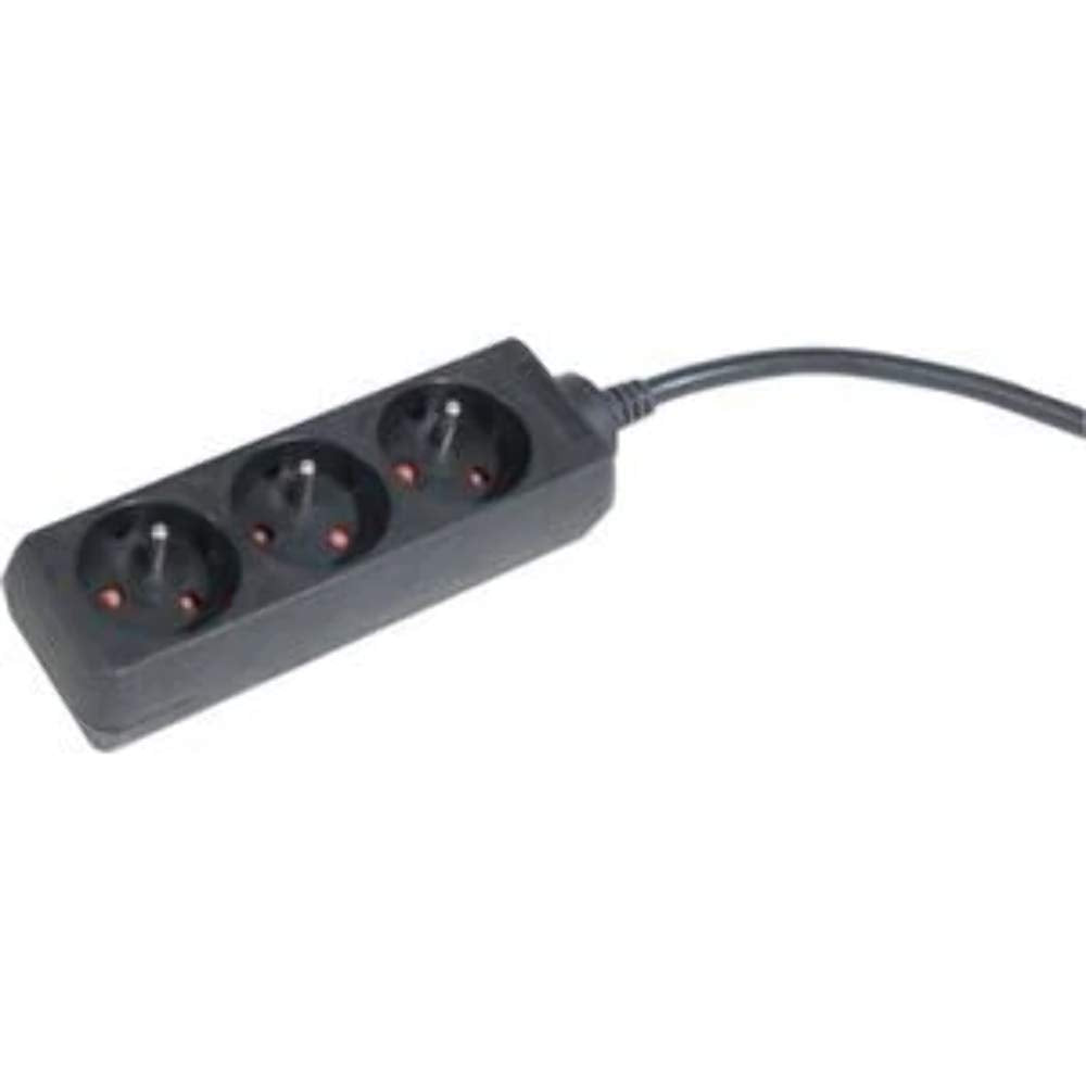 DEXLAN Multiprise 3 prises sans interrupteur noire - 1,5 m
