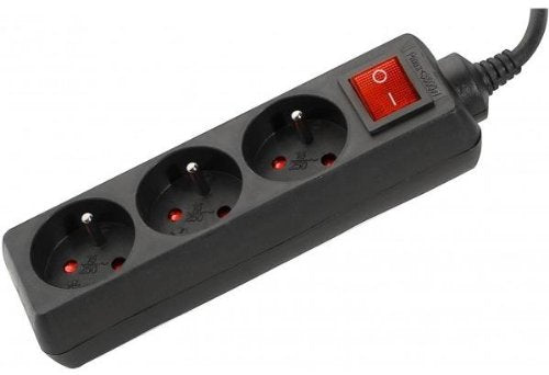 DEXLAN Multiprise 3 prises avec interrupteur noire - 1,5 m