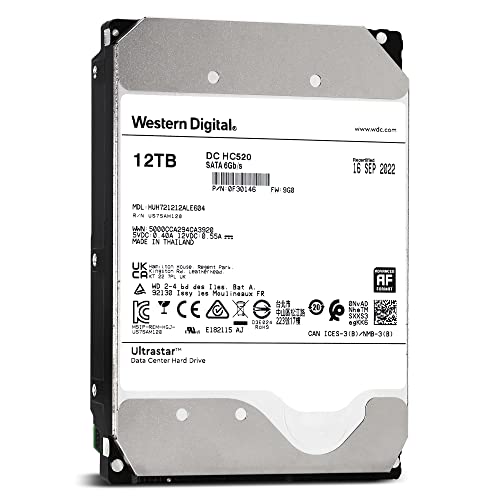 WD Ultrastar DC HC520 12TB 3.5 HDD SATA 512E SE 7200RPM Helium 0F30146/HUH721212ALE604