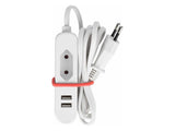 BLOC RALLONGE BIPOLAIRE 2 PORTS USB DE VOYAGE