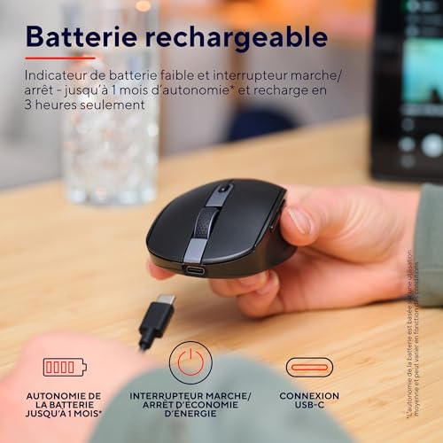 TRUST Souris sans fil OZAA Compact multi-connexion - Noire