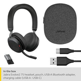 Jabra Evolve2 75 - Sans fil - Bureau/Centre d'appels - 20 - 20000 Hz - 197 g - Casque - Noir