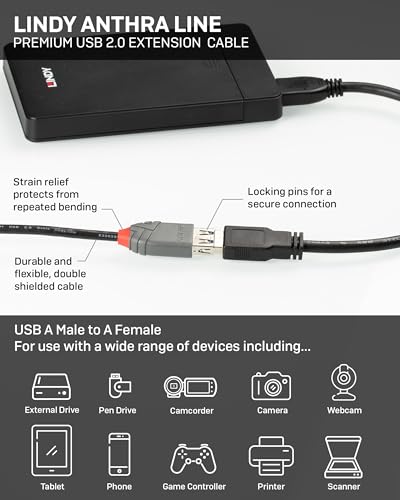 LINDY Rallonge USB 2.0 type A Anthra Line 5m