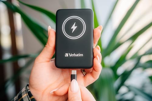 VERBATIM CHARGE N GO MAGNETIC WIRELESS POWER BANK 10000 BLACK WCF (P)