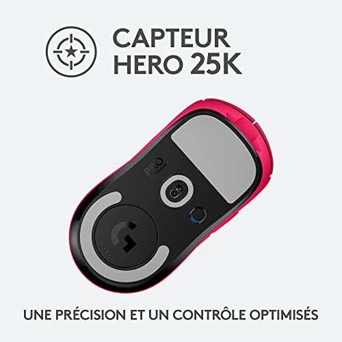 LOGITECH G PRO X SUPERLIGHT Gaming mouse right-handed optical 5 buttons wireless 2.4 GHz USB LIGHTSPEED receiver magenta