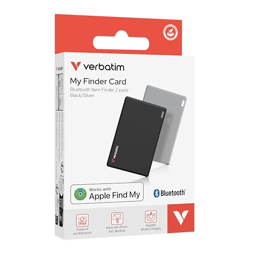 VERBATIM MYFCR-02BS MY FINDER CARD BLUETOOTH ITEM FINDER 2 PACK BLACK / SILVER WCF (P)
