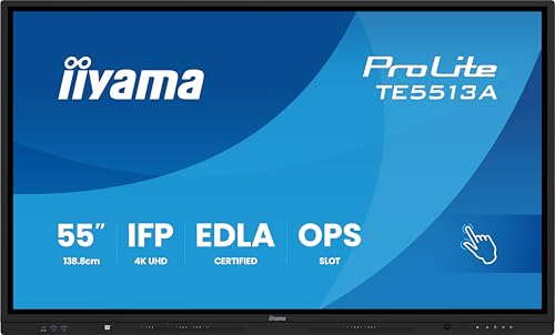 iiyama TE6513A-B1AG Panneau Plat Interactif IFP 65" IPS 4K IR 40 points 450cd Android 14 Google EDLA 2x20W WiFi VESA