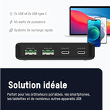 Chargeur de table 4 ports USB dont 2 ports USB Type-C Power Delivery - 65 W