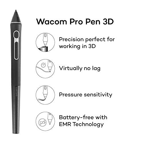 WACOM Stylet sans fil Pro Pen 3D + Étui pour MobileStudio Pro, Cintiq Pro