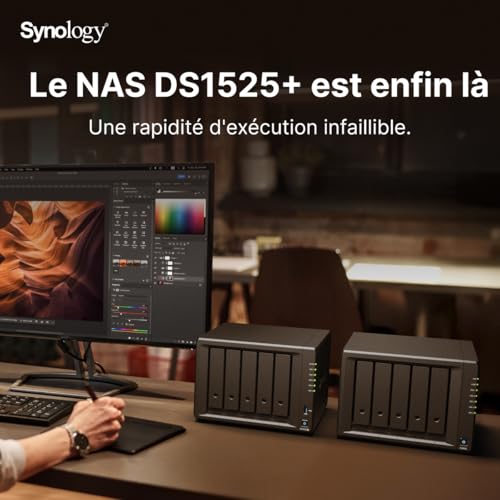 SYNOLOGY DS1525+ Desktop 5-BAY AMD Ryzen Embedded R1600 DUAL CORE 8Go RAM up to 32Go