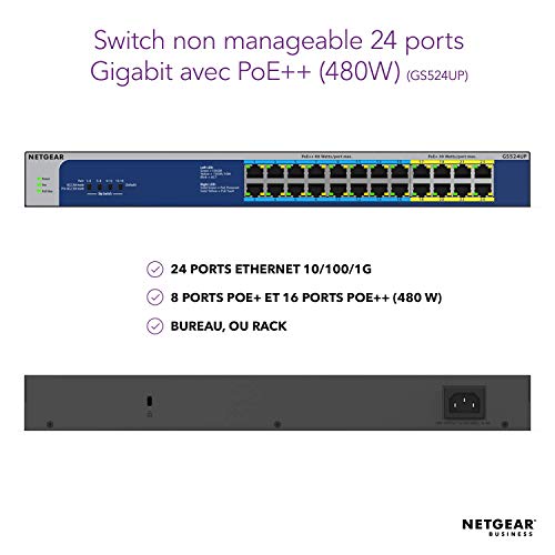 NETGEAR GS524UP Switch non manageable 24p Gigabit PoE++ 480W