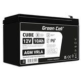 Green Cell AGM Battery Lead Acid 12V 10Ah Maintenance Free for UPS and - Battery - 10.000 mAh