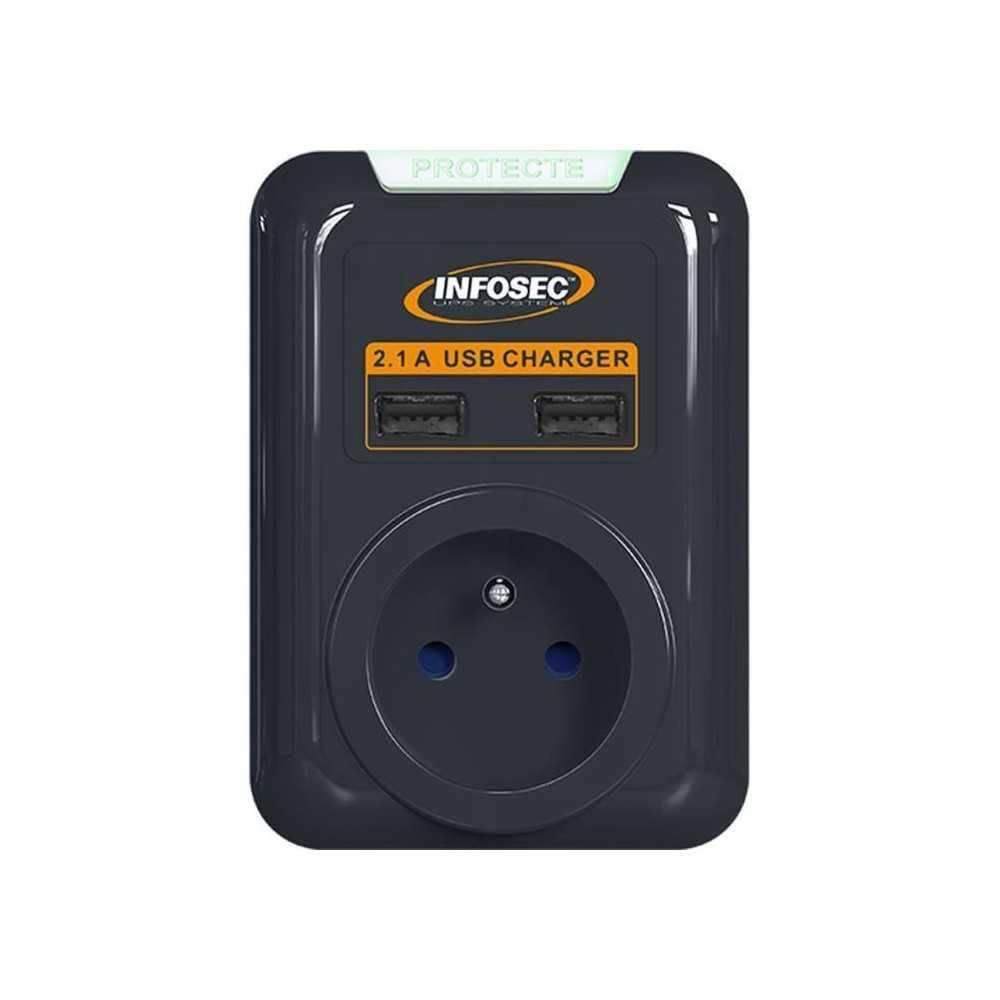 INFOSEC Prise S1 USB NEO parafoudre 1 prise