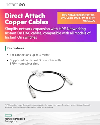 HPE Networking Instant On Câble dattache directe 10GBase SFP+ pour SFP+ 1 m