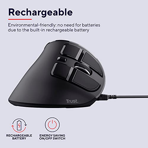 TRUST Souris sans fil ergonomique VOXX Rechargeable - Noire