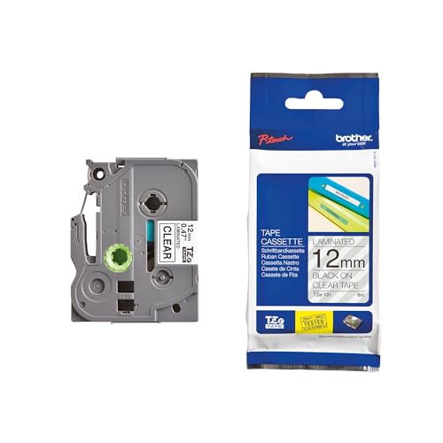 Tape/12mm black on clear f P-Touch TZE