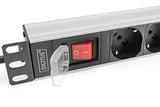 Digitus Bloc multiprise avec profilé en aluminium et interrupteur, prise électrique a contact de protection avec 7 sorties, connecteur a contact de pr