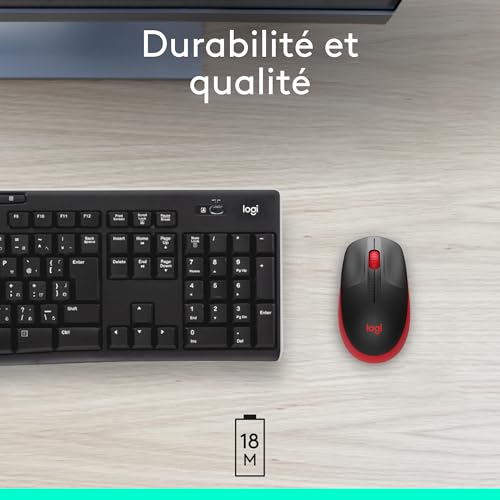 LOGITECH M190 Mouse optical 3 buttons wireless USB wireless receiver red