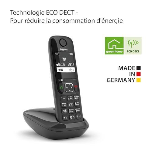 Gigaset AS690 téléphone sans fil DECT noir - base + combiné