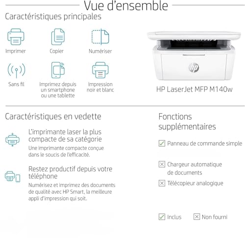 HP LaserJet MFP M140w MFP Mono B/W laser A4 210x297mm A4 20ppmcopy 20ppmprint 150 sheets USB 2.0 Wi-Fi Bluetooth
