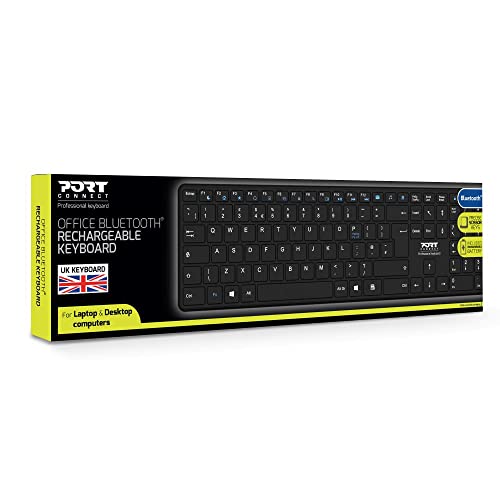 PORT DESIGNS Rechargeable Bluetooth Keyboard Ultra Slim and Elegant Design Rechargeable Battery 10meters Bluetooth range Compatible