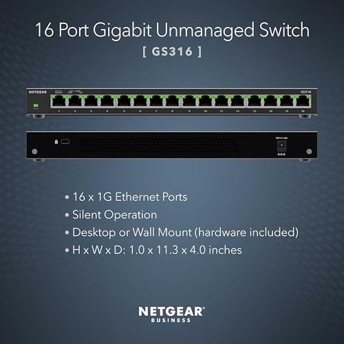 NETGEAR 16PT GE UNMANAGED SWITCH SOHO GS316