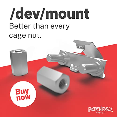 PATCHBOX /dev/mount, écrous cage 1U à montage rapide - lot de 50 pcs